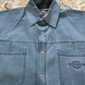 Harley Davidson short sleeve denim shirt